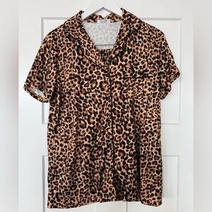 Ekouaer Leopard Print Pajama Top